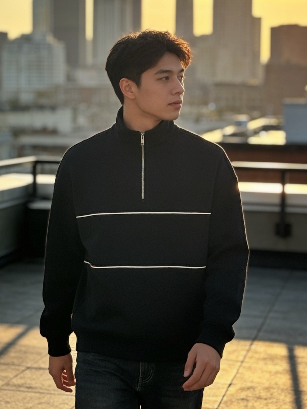 Abercrombie & Fitch Men’s Black YPB Neo Knit Max 1/2 Zip Pull Over Size XL